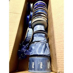 Ribbon Lot Blue 18 Rolls Of Assorted Brands Shades Sizes New And Barely Used